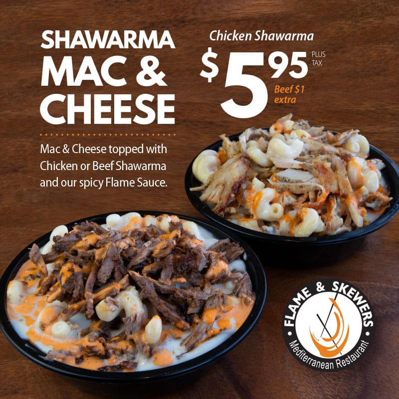 Flame Skewers Mac and Cheese
